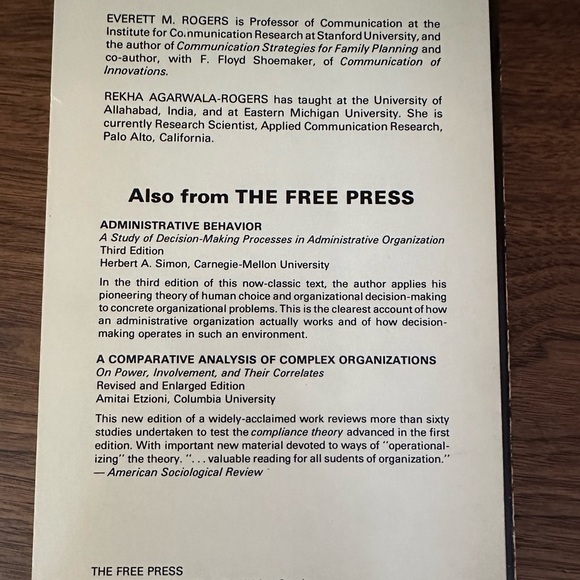 COMMUNICATION IN ORGANIZATIONS
EVERETT M ROGERS, REKHA AGARWALA ROGERS Text Book - Picture 4 of 10